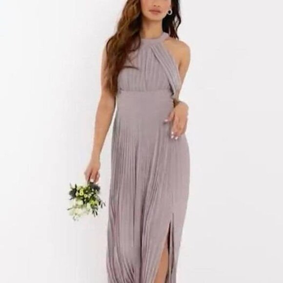 ASOS Bridesmaid Pleated Maxi Dress with Slit - TFNC - Picture 5 of 6